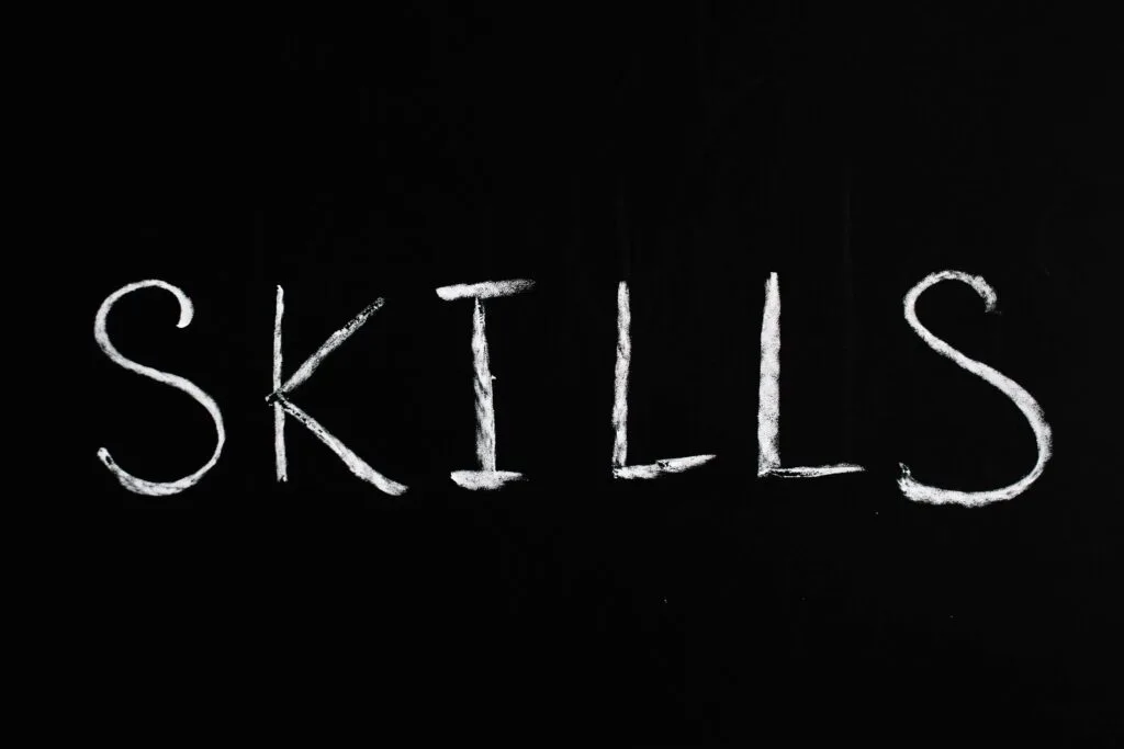 Skills Text on Black Background